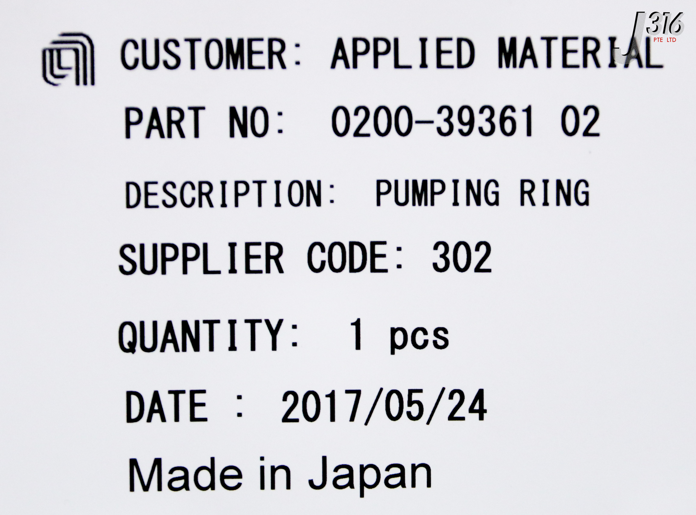 C3764 APPLIED MATERIALS ISOLATOR, SILANE PUMPING RING, PRODUCER